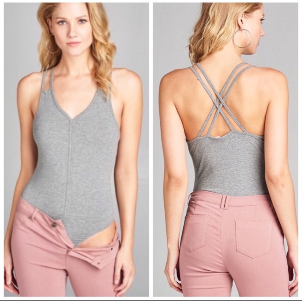 Couture Gypsy | Strappy Gray Bodysuit - Picture 1 of 7